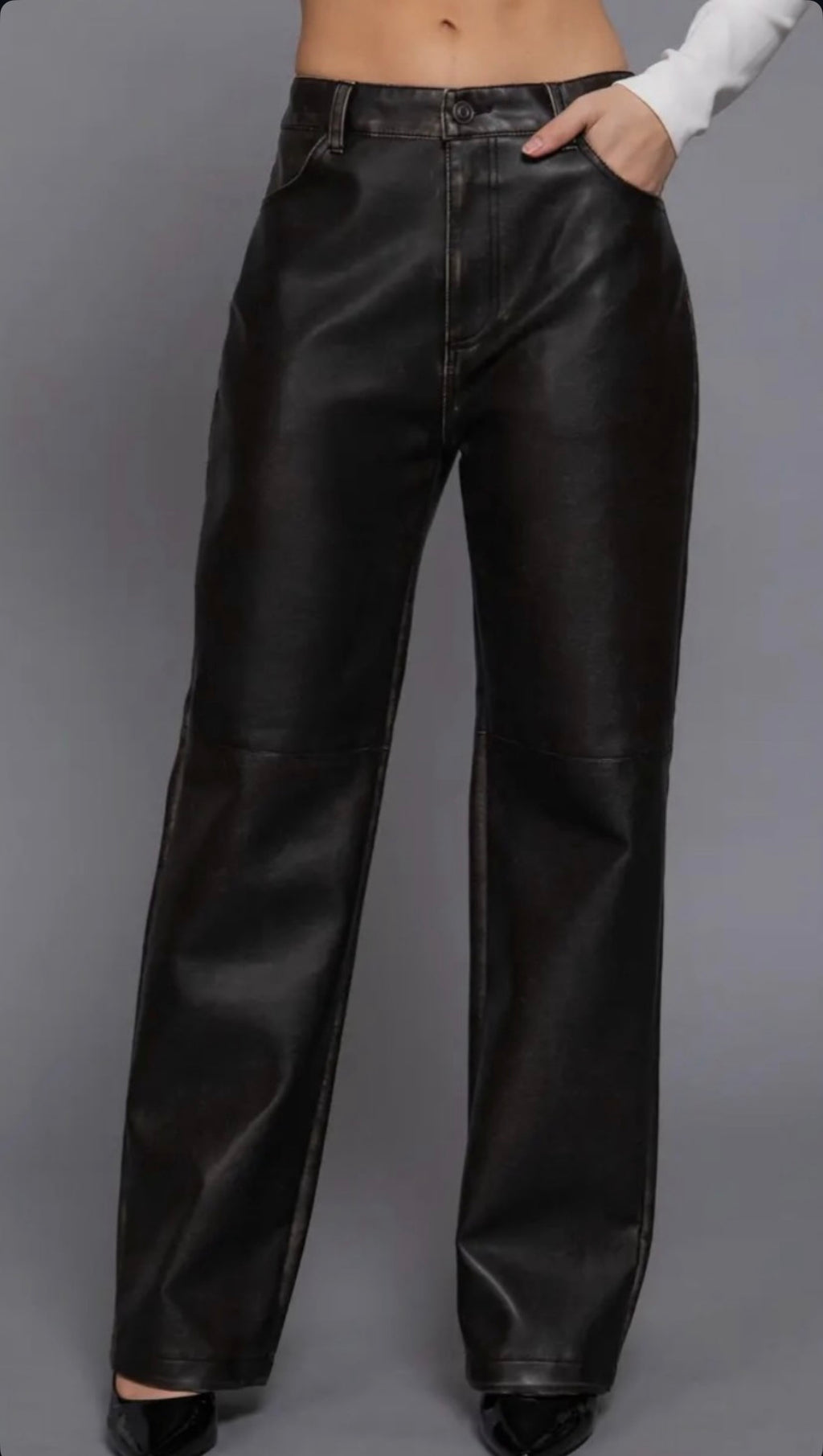 Audrey Washed Faux Leather Pants
