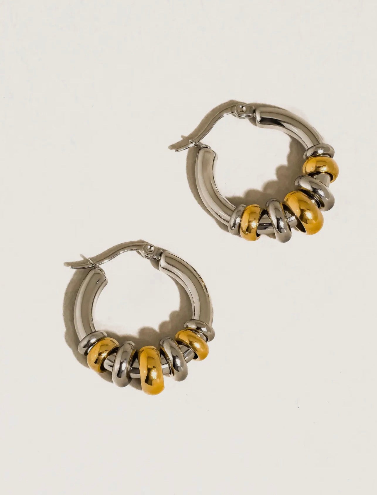 Novine 18K Gold Non-Tarnish Two Tone Hoop Earrings