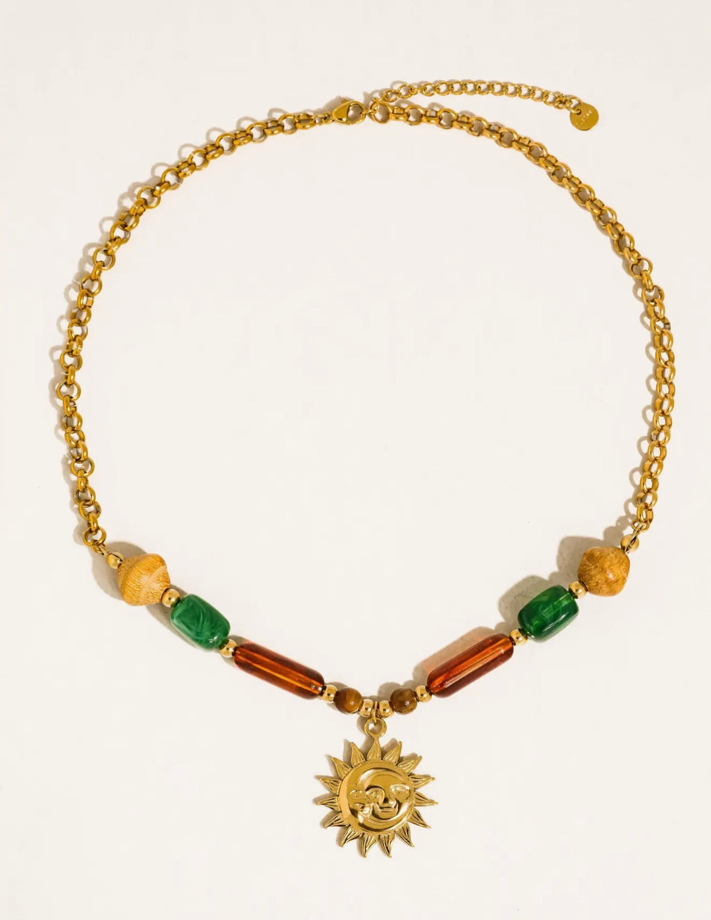 Brisa Beaded Sun Pendant Necklace