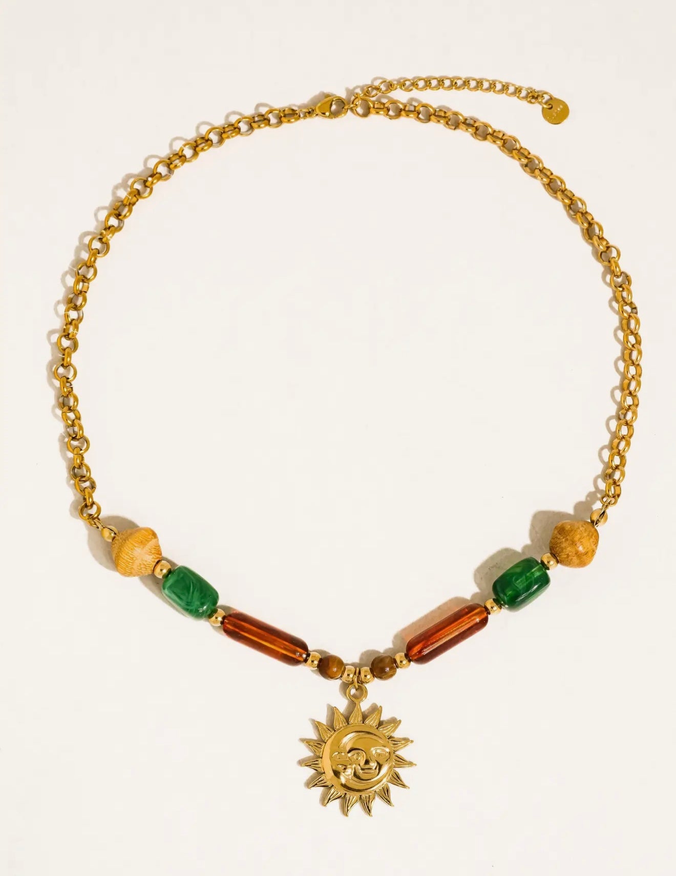 Brisa Beaded Sun Pendant Necklace