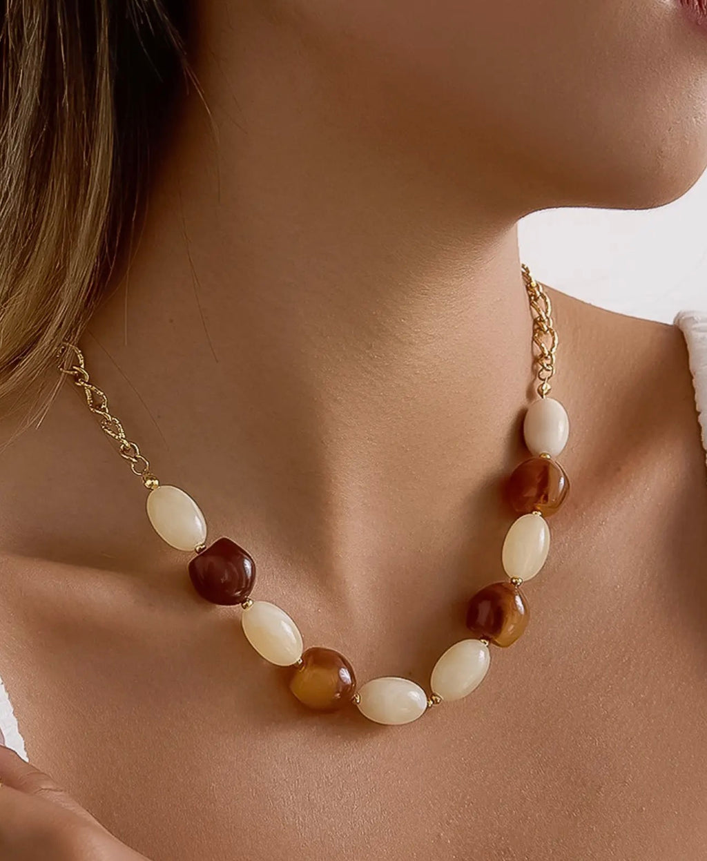 Palm Beaded Chain Necklace