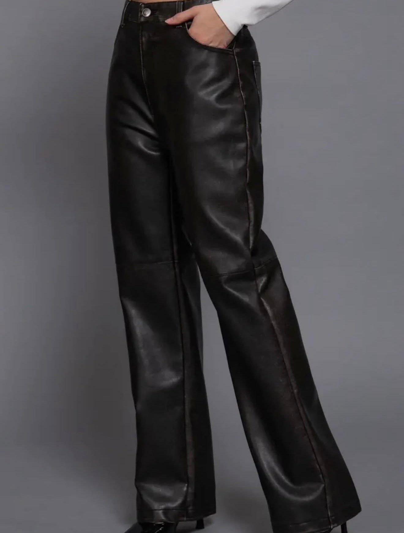 Audrey Washed Faux Leather Pants