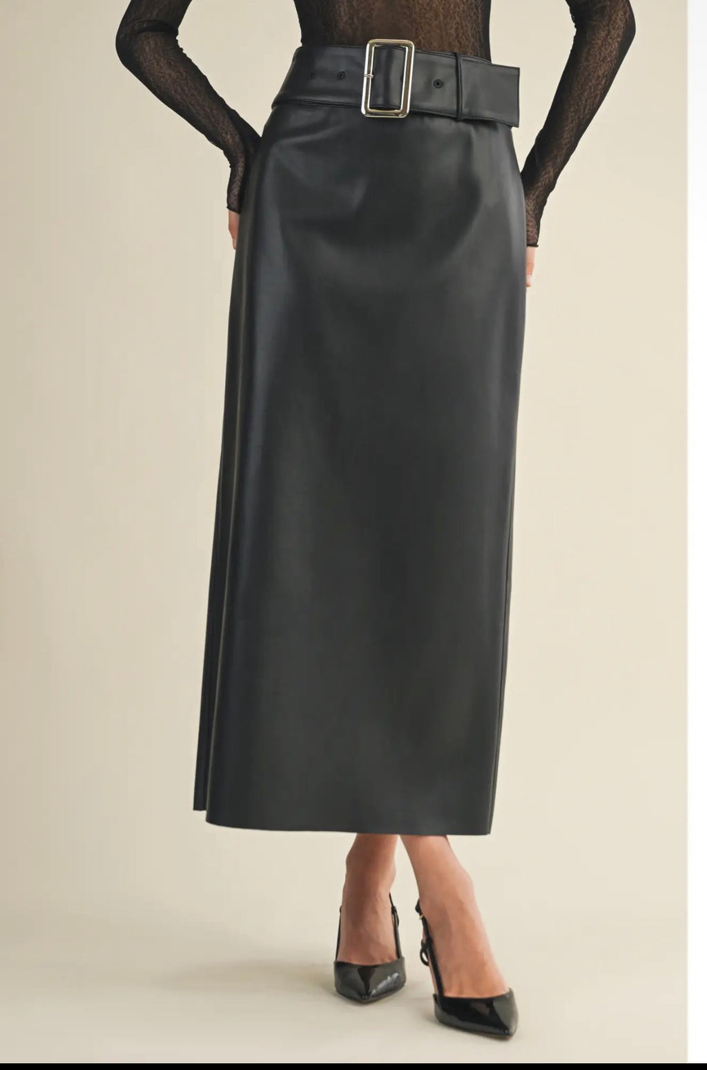 Brooklyn Belted Faux Maxi Skirt