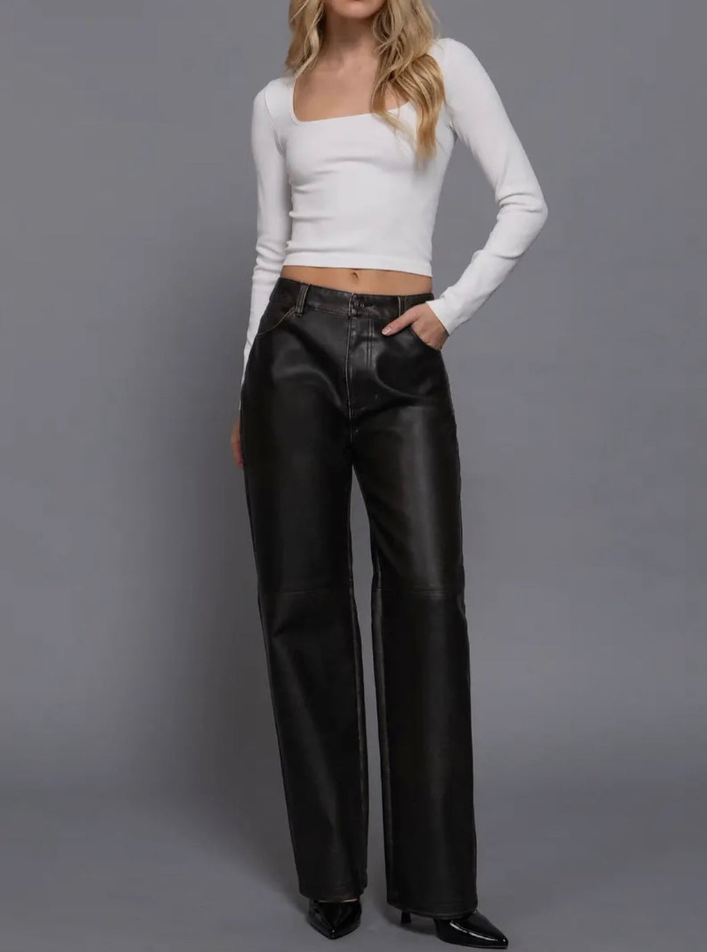 Audrey Washed Faux Leather Pants