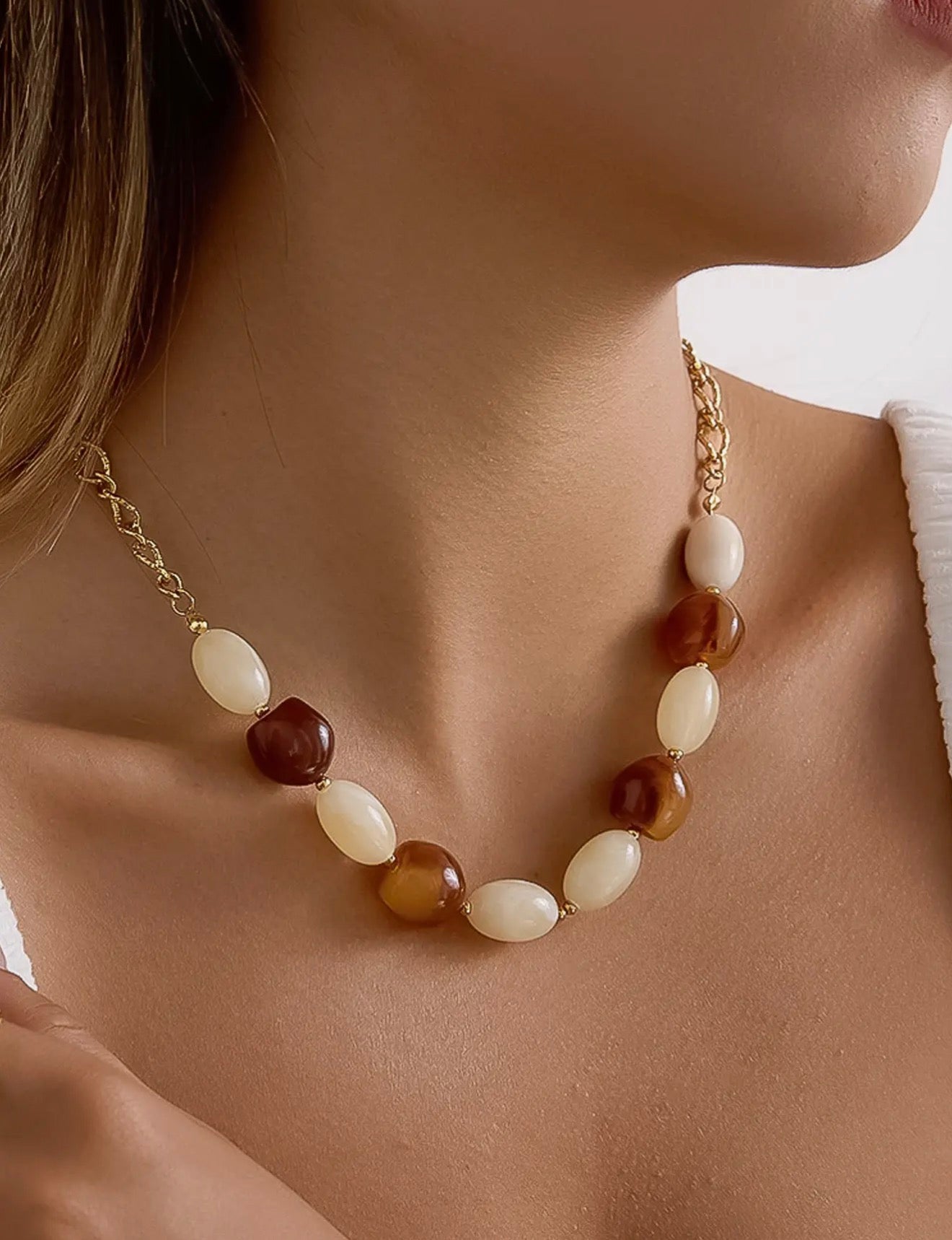 Palm Beaded Chain Necklace